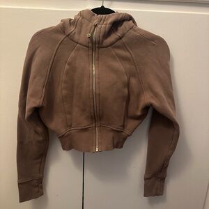 Lululemon Crop Brown Hoodie with Gold Zipper